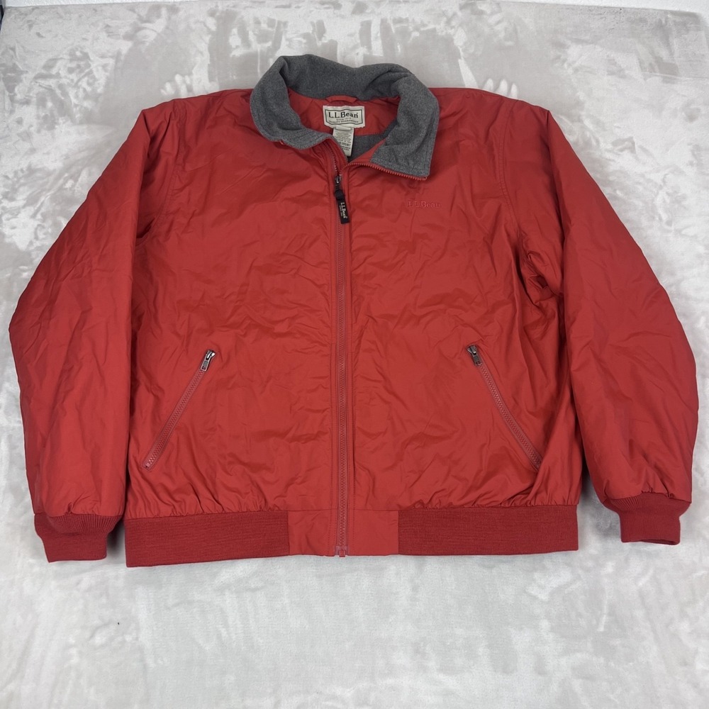 LL Bean Jacket Mens XXL Rust Orange Warm Up Fleece Lined Granola Outdoor Hiking